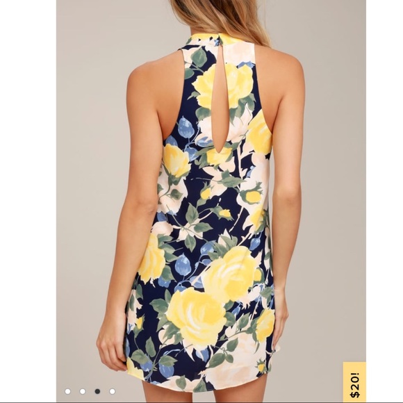Navy Blue Floral LuLus Dress - Picture 2 of 5